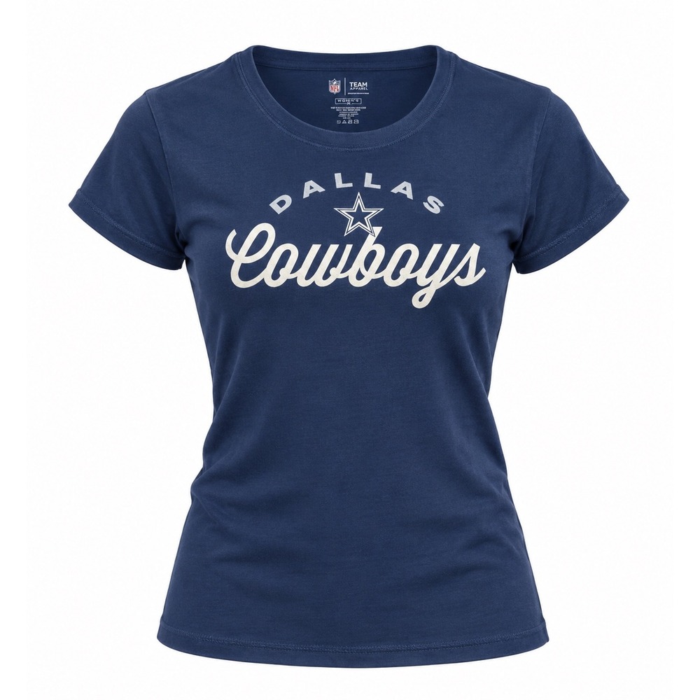 Team Apparel Dallas Cowboys Navy Blue Script Star Graphic T-Shirt Womens Size S
